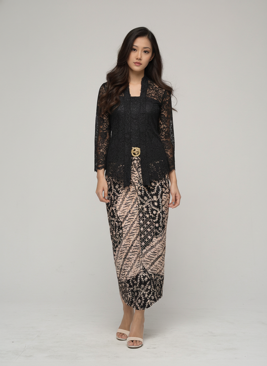 Women's Batik Kebaya Stella New Kutu 4in1 - Black 1
