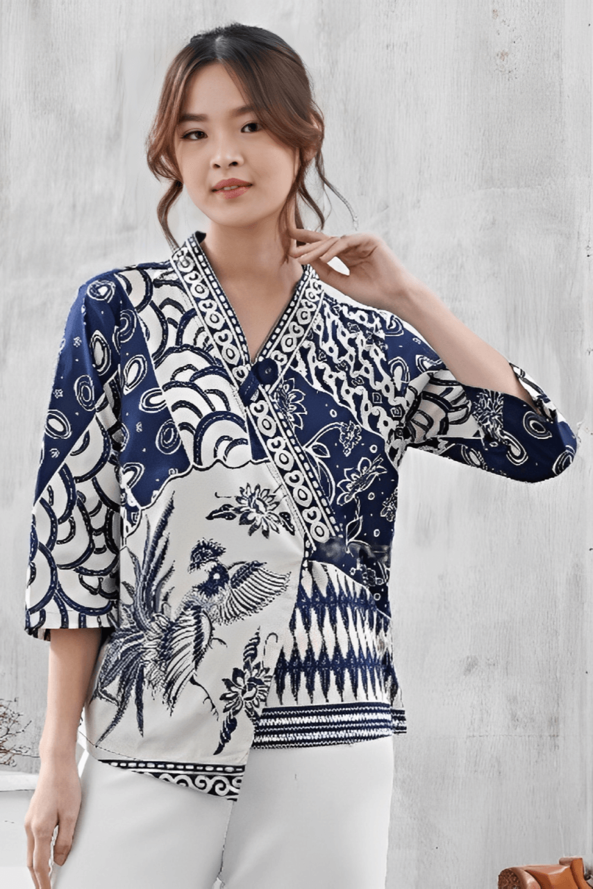 Women's Batik Kimono - Tropical Elegance - blue