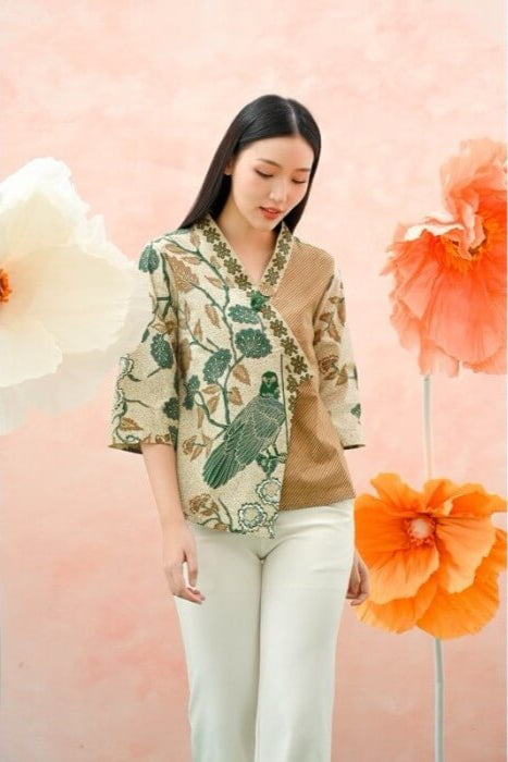 Women's Batik Kimono - Tropical Elegance - green 1