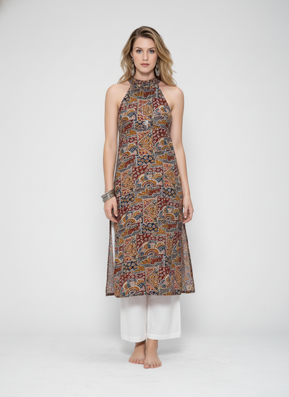 Women’s Batik Kurti – Mosaic Heritage Halter 2