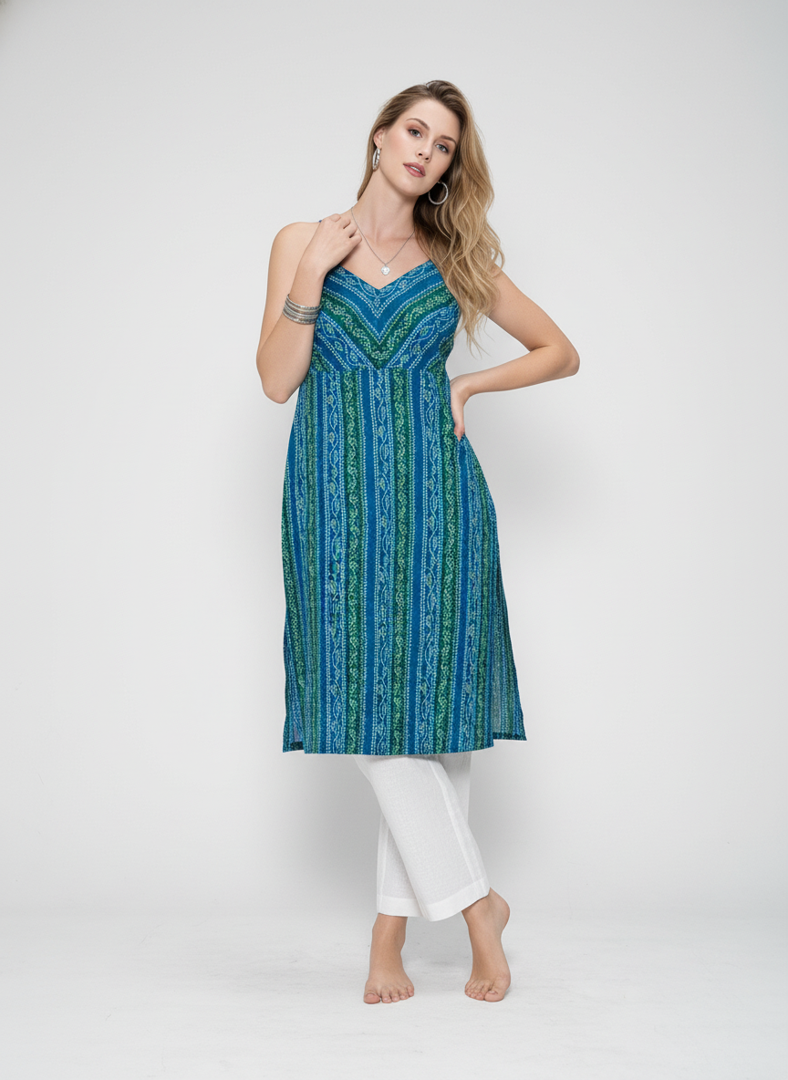 Women’s Batik Kurti – Ocean Grove Sleeveless 2