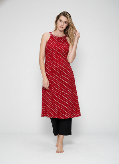 Women’s Batik Kurti – Scarlet Wave Elegance 3
