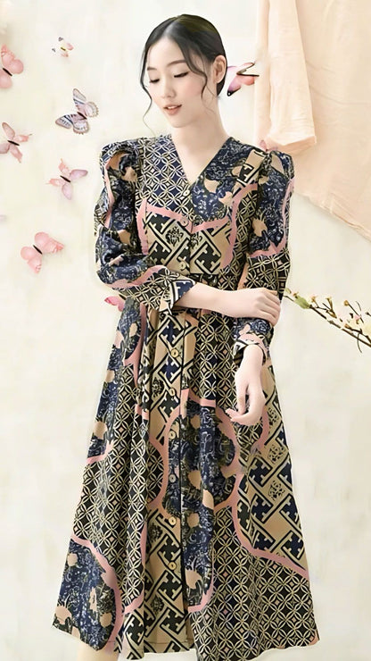Women's Batik Midi Dress - Artistic Heritage