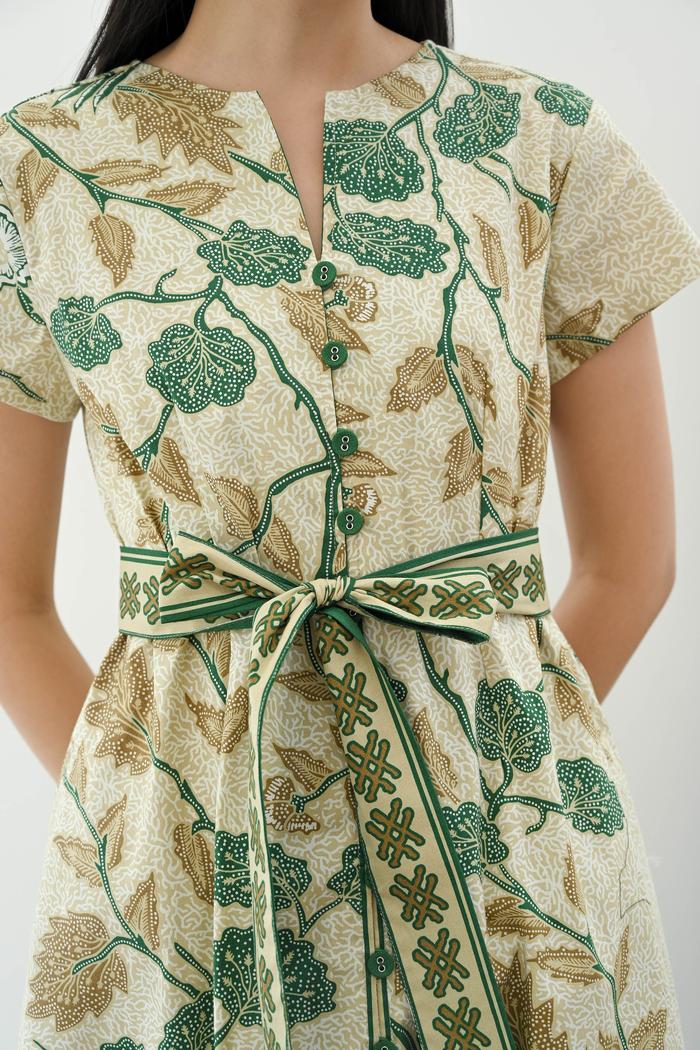 Women's Batik Midi Dress - Peony Bird Paradise 2