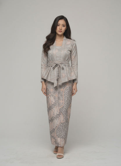 Women's Batik Kebaya - Clara - Sage/White