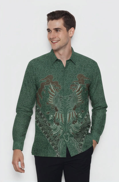 Men’s Batik Shirt – Emerald Phoenix | Long Sleeves video