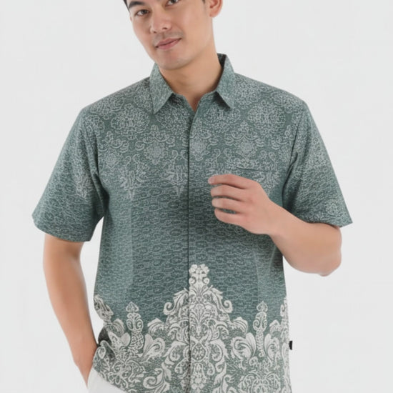 Men’s Batik Shirt – Sage Crest | Short Sleeves vieo