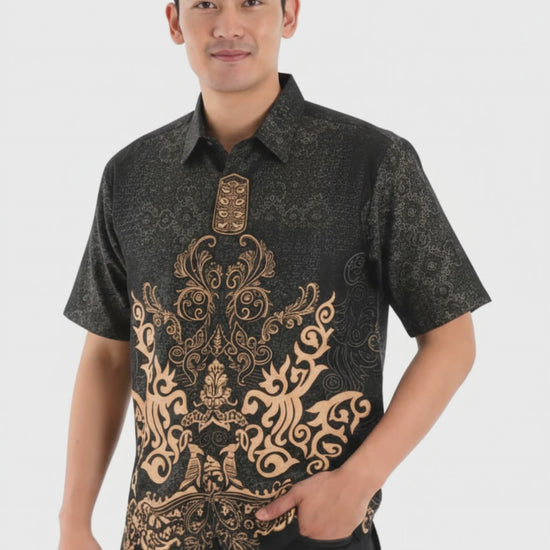 Men’s Batik Shirt – Obsidian Crest | Short Sleeves video
