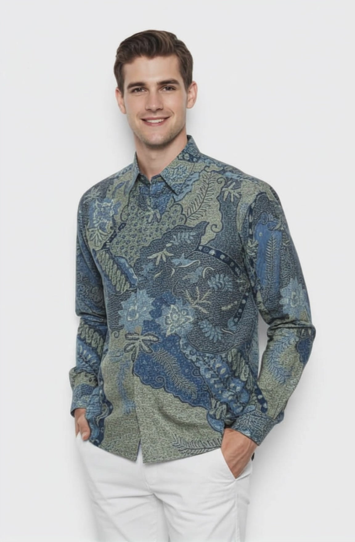 Men's Batik Shirt – Azure Fern | Long Sleeves video