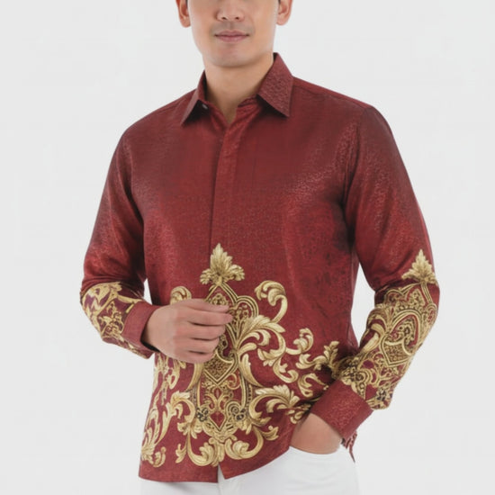 Men’s Batik Shirt – Crimson Regal | Long Sleeves video