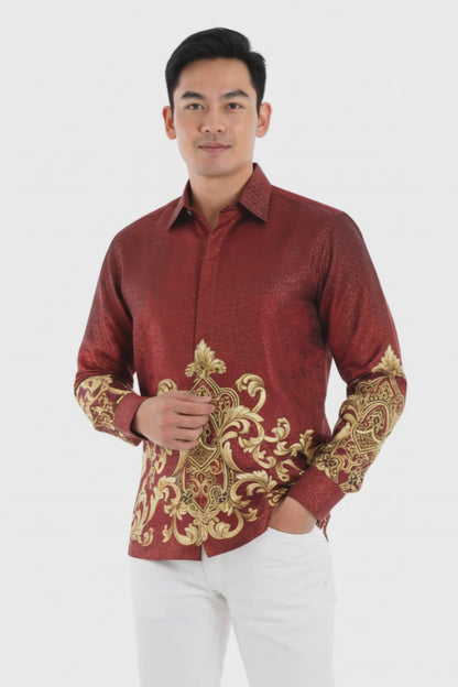 Men’s Batik Shirt – Crimson Regal | Long Sleeves video