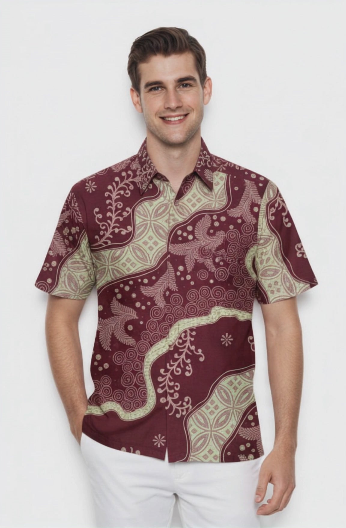 Men's Batik Shirt – Crimson Laurel | Short Sleeves video